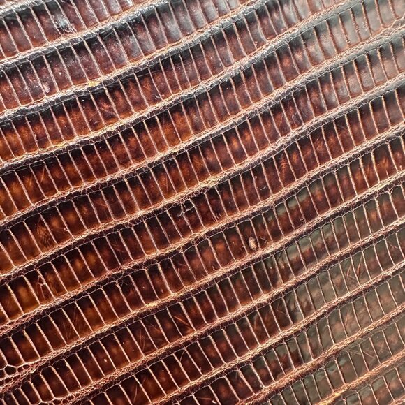 Vintage Purse Lizard Leather Handbag Lesco Mid Century Brown Gold Hardware Retro - Picture 11 of 16